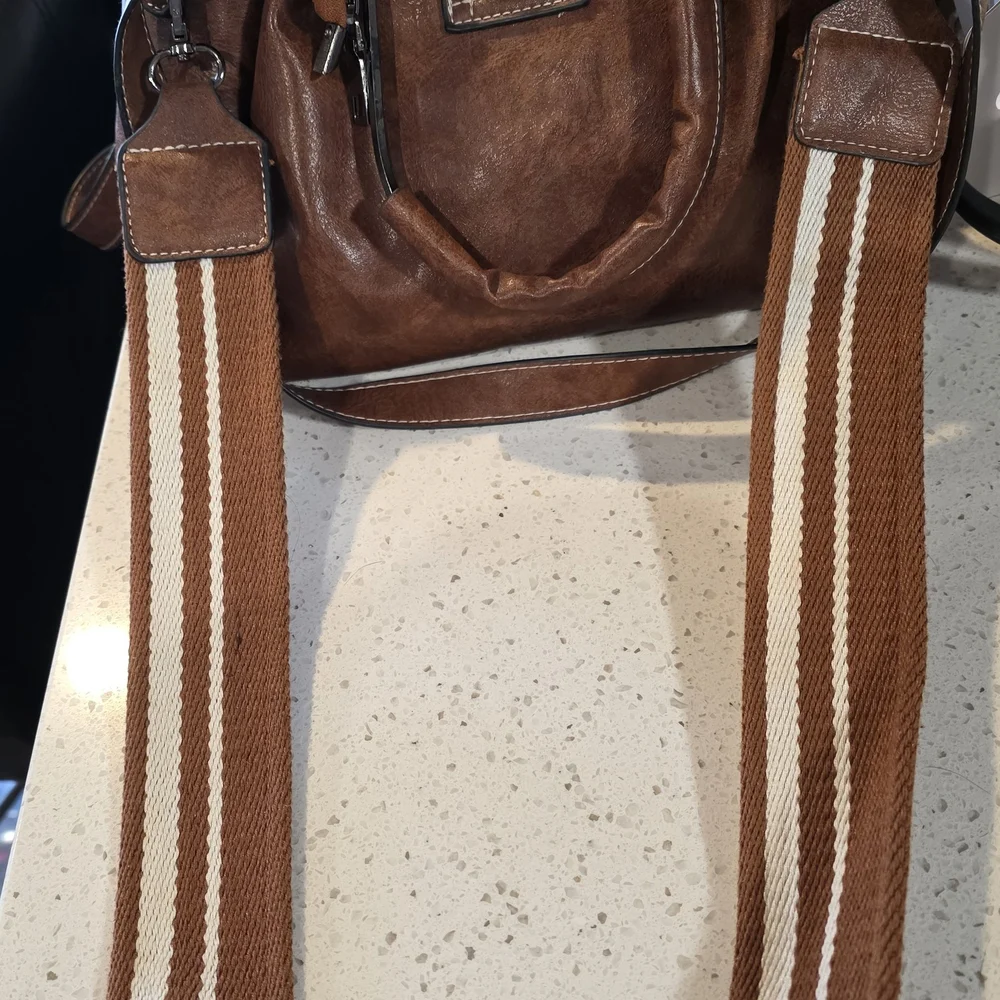 Brown Shoulder Bag with Buckle Detail - Picture 3 of 5